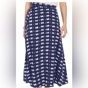 Ann Taylor Navy Blue Patterned Midi Skirt size 4